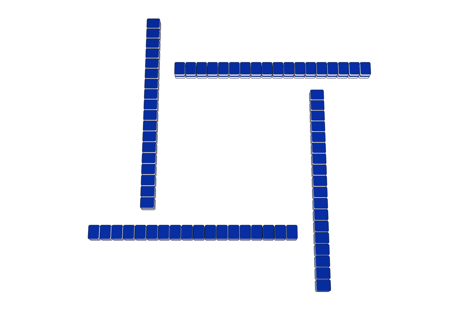 Four Mahjong walls labelled East, South, West and North, with a circular arrow showing anticlockwise player turns.