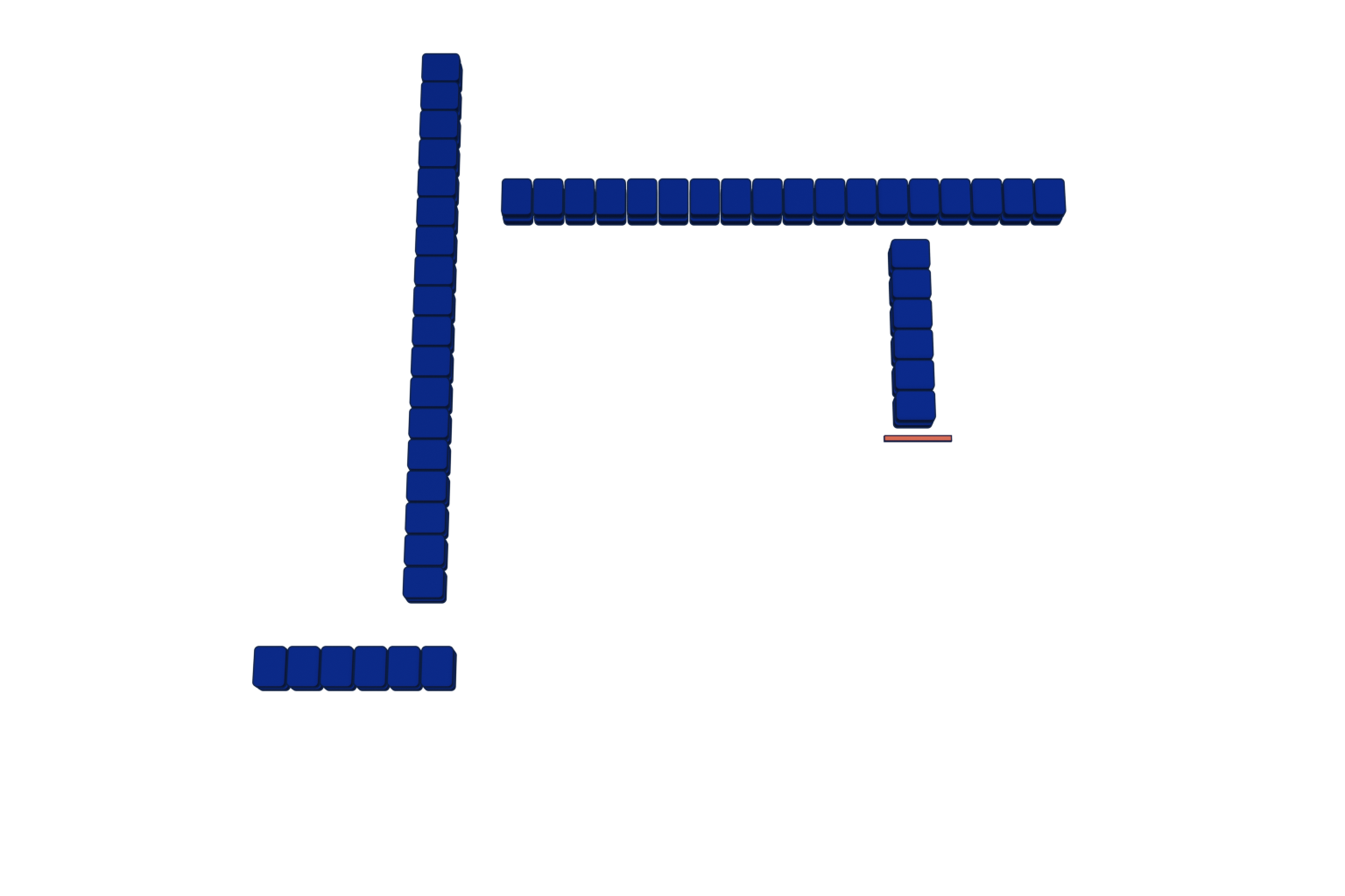 The finished wall with a clockwise arrow showing the direction of the next draw from the open wall head.